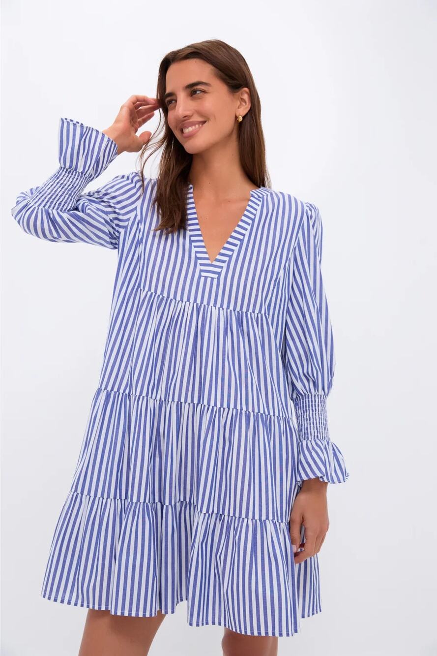 Pomander Place Tuckernuck Cotton Poplin Kenzo Dress Blue White Stripe XXXL